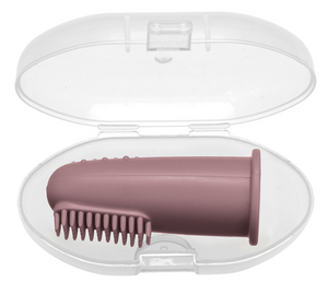 Silicone Finger Toothbrush with Carrying Case - Light Pink