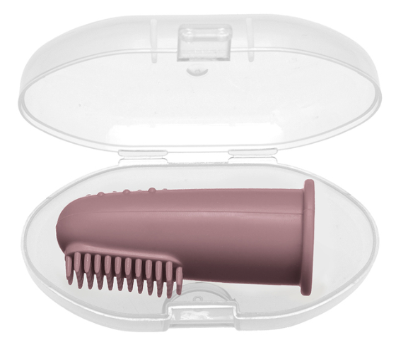 Silicone Finger Toothbrush with Carrying Case - Dusty Rose