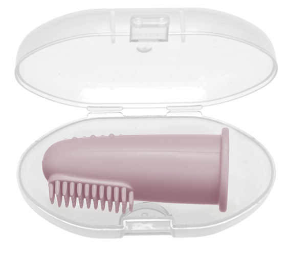 Silicone Finger Toothbrush with Carrying Case - Light Pink