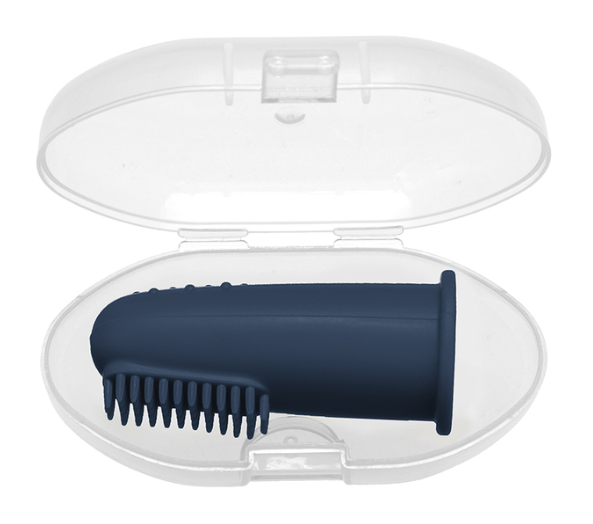 Silicone Finger Toothbrush with Carrying Case - Navy