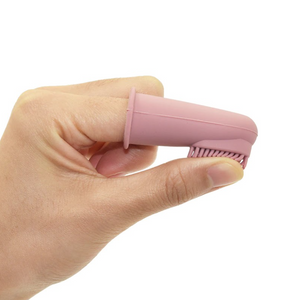 Silicone Finger Toothbrush with Carrying Case - Light Pink