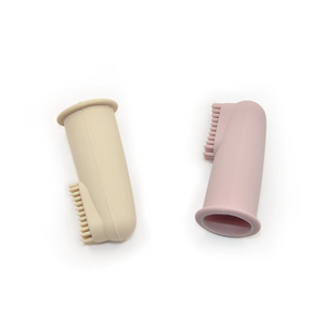 Silicone Finger Toothbrush with Carrying Case - Light Pink
