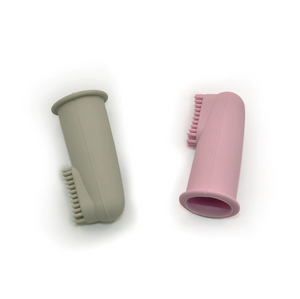 Silicone Finger Toothbrush with Carrying Case - Light Pink