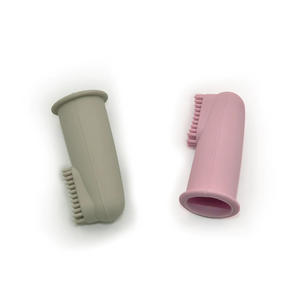 Silicone Finger Toothbrush with Carrying Case - Dusty Rose