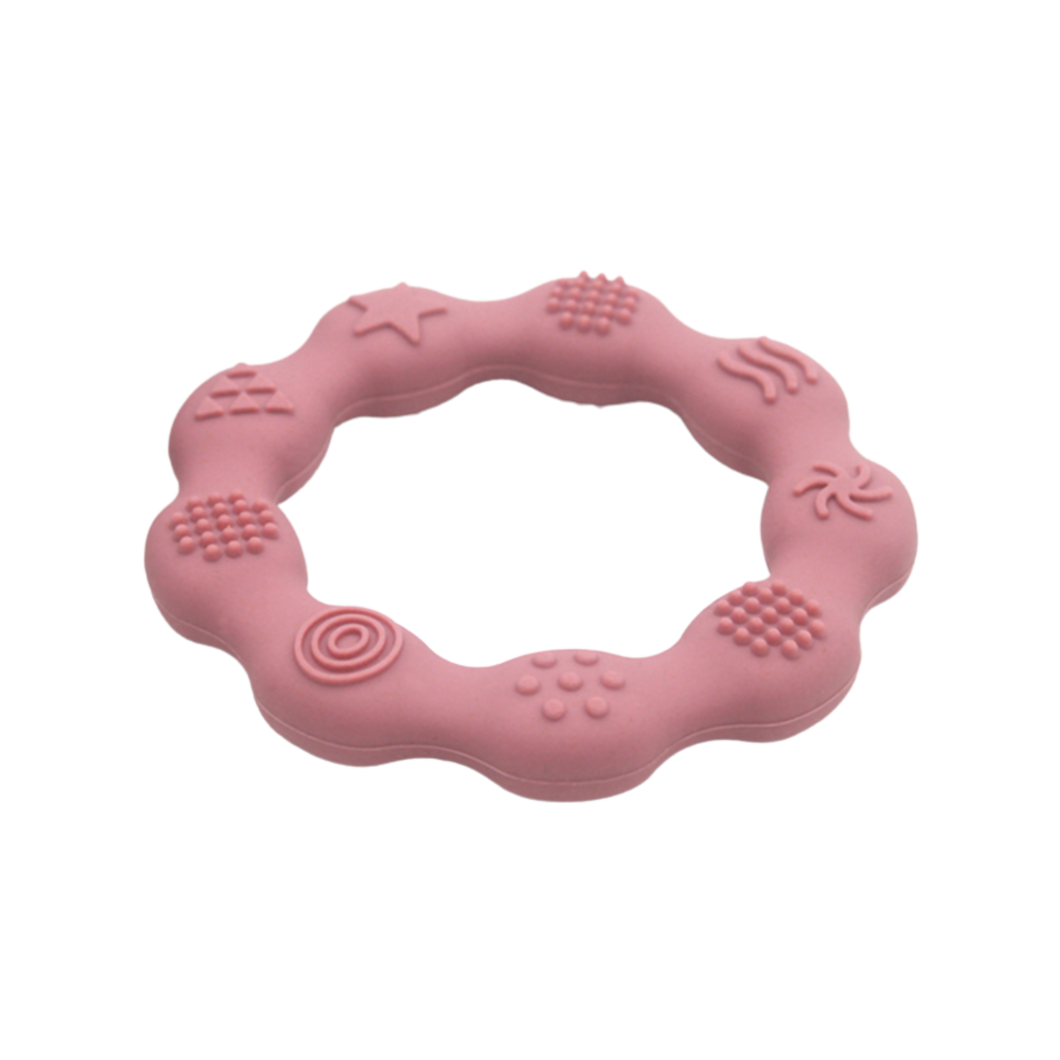 Round Silicone Baby Teether - Rose