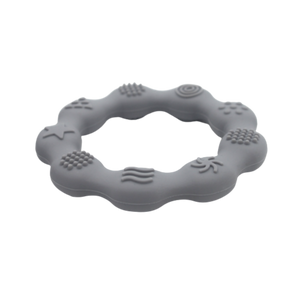 Round Silicone Baby Teether - Blue Grey