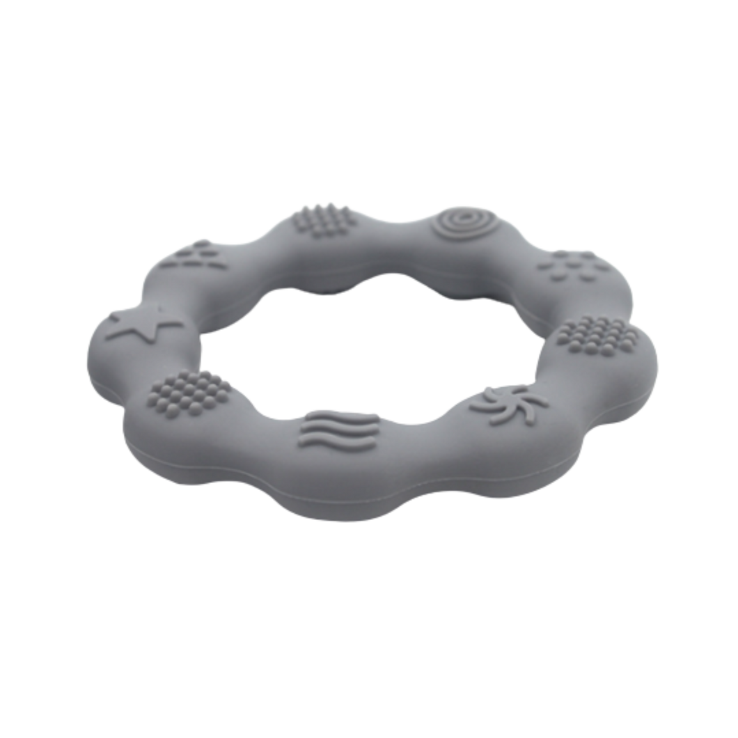 Round Silicone Baby Teether - Blue Grey