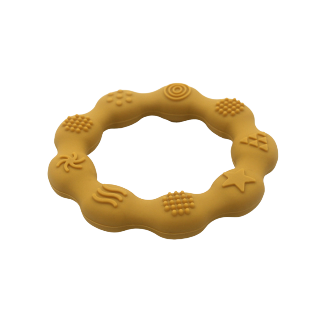 Round Silicone Baby Teether - Mustard