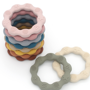 Round Silicone Baby Teether - Rose