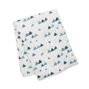 Hello World Blanket & Knotted Hat - Navy Triangles