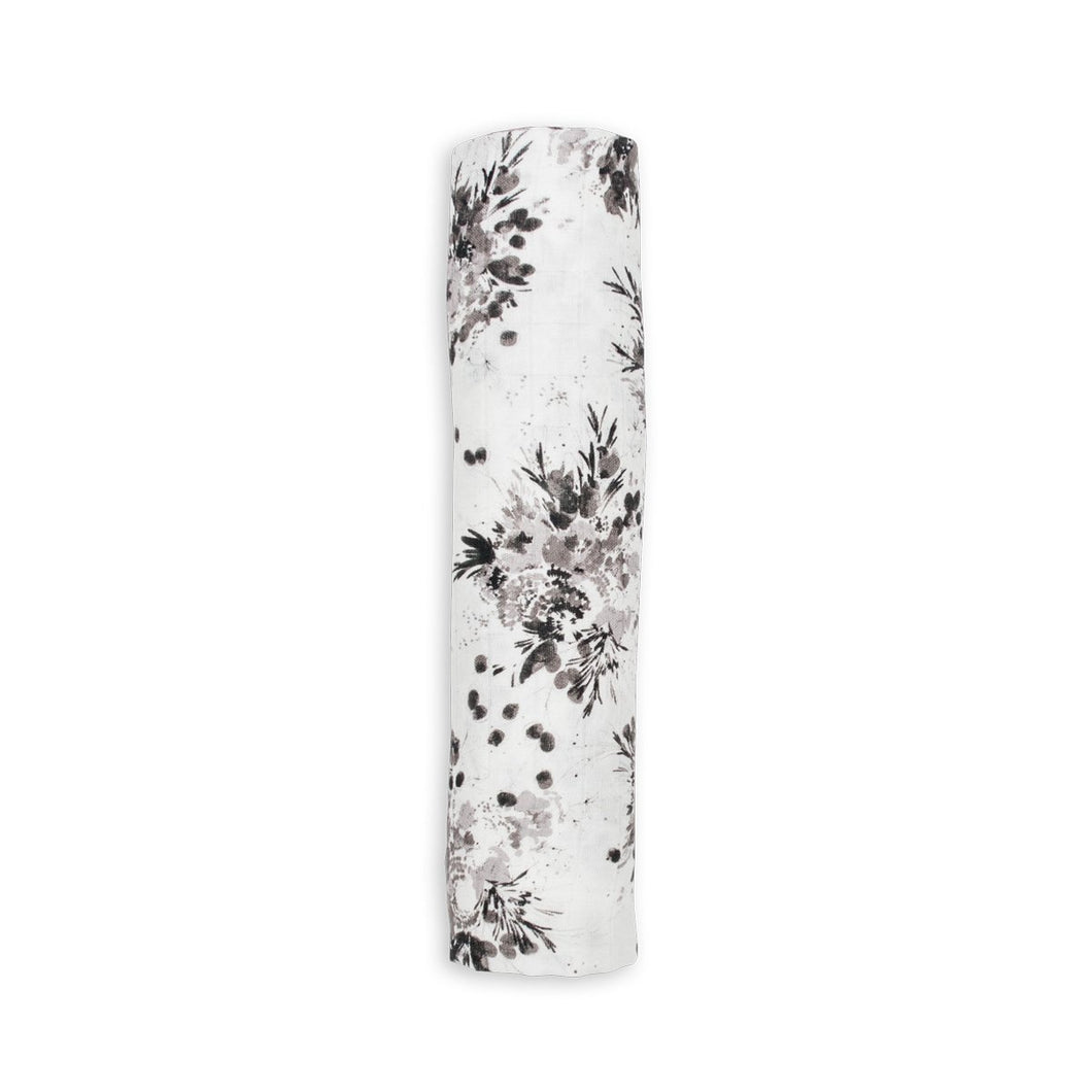 Muslin Swaddle Blanket - Black Floral