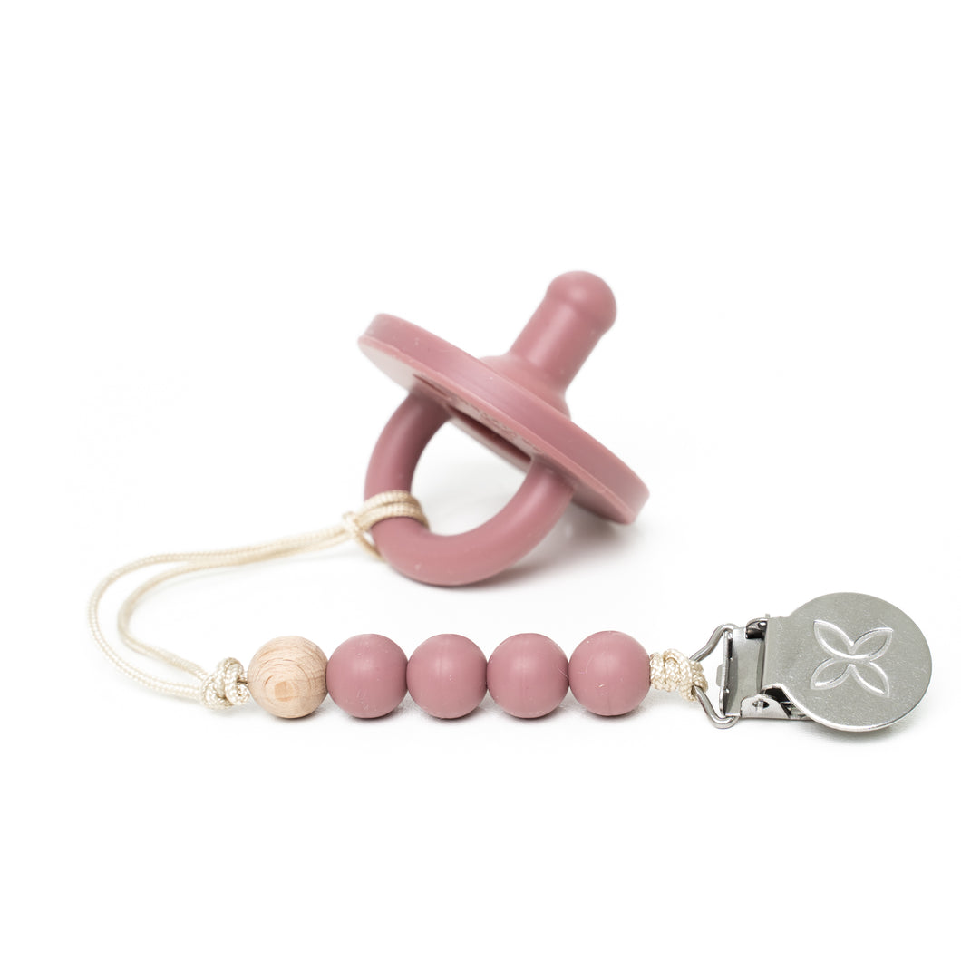 Pacifier & Silicone Bead Clip - Rose