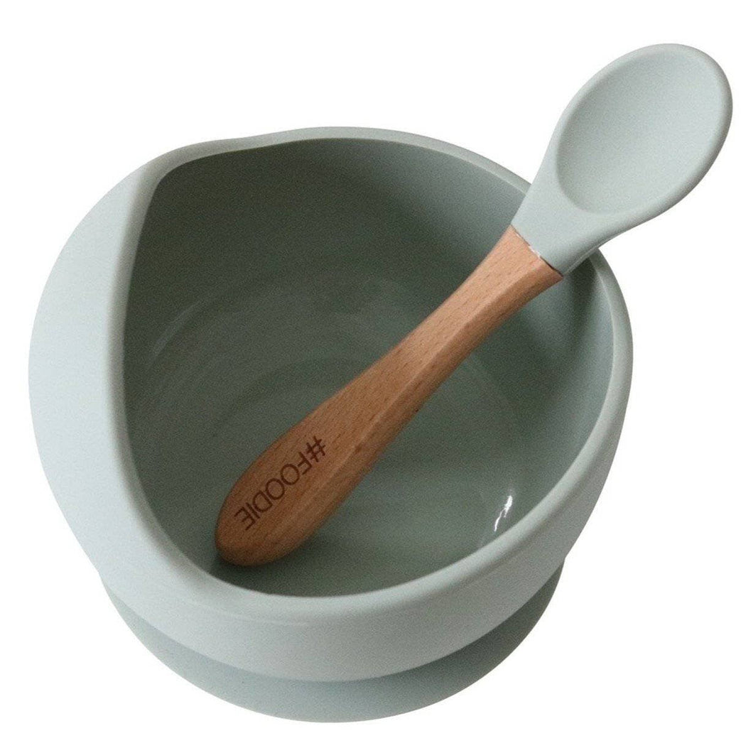 Silicone Bowl with Spoon Set - Sage
