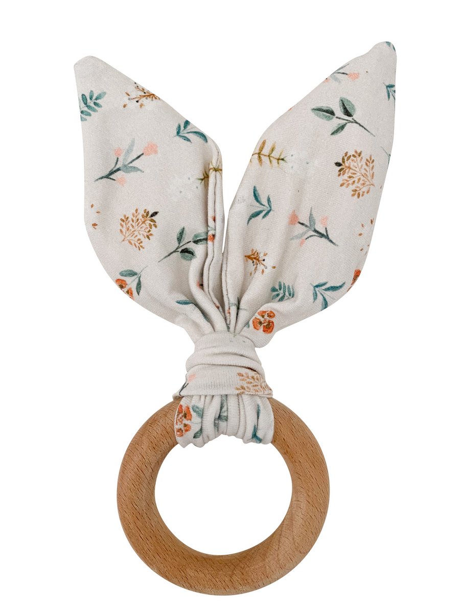 Crinkle Bunny Ears Teether- Poppy