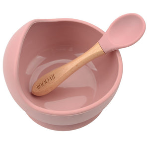Silicone Bowl with Spoon Set - Dusty Rose